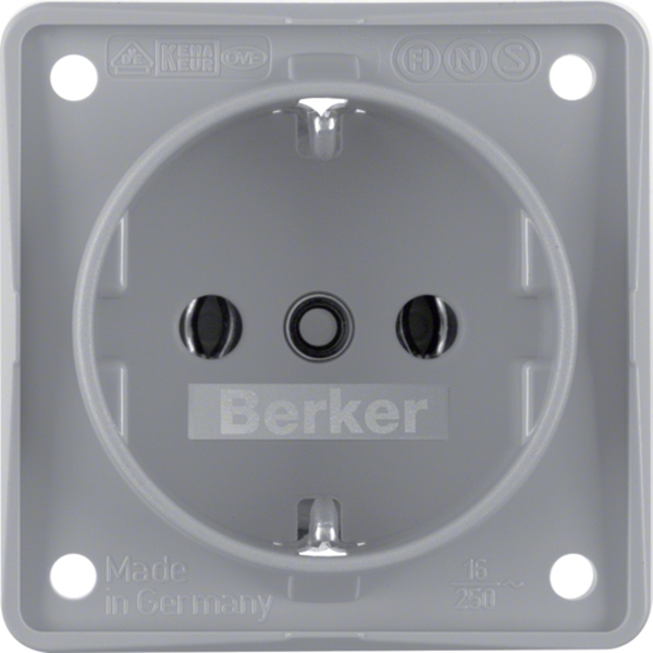 Berker 941852506 Schuko-Steckdose mit Schraubklemmen Integro Modul-Einsätze grau matt