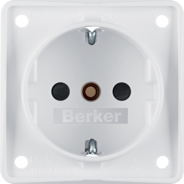 Berker 941952502 Schuko-Steckdose erhöhter Berührungsschutz Schraubklemmen Integro Modul-Einsätze polarweiß matt