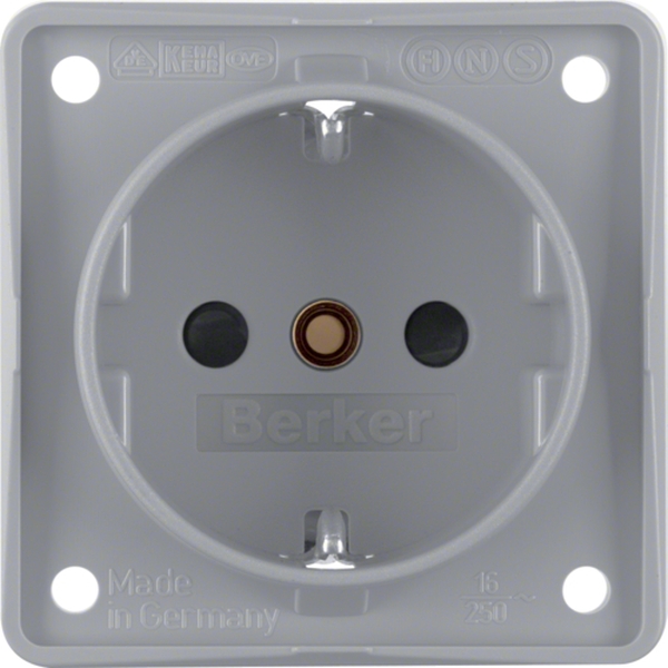 Berker 941952506 Schuko-Steckdose erhöhter Berührungsschutz Schraubklemmen Integro Modul-Einsätze grau matt