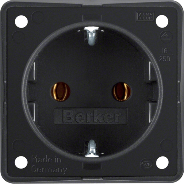 Berker 947782503 Schuko-Steckdose mit Steckklemmen Integro Modul-Einsätze schwarz matt