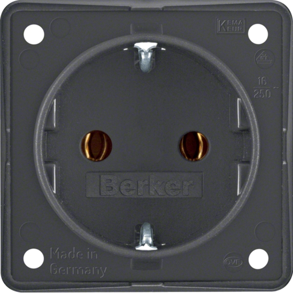 Berker 947782505 Schuko-Steckdose mit Steckklemmen Integro Modul-Einsätze anthrazit matt