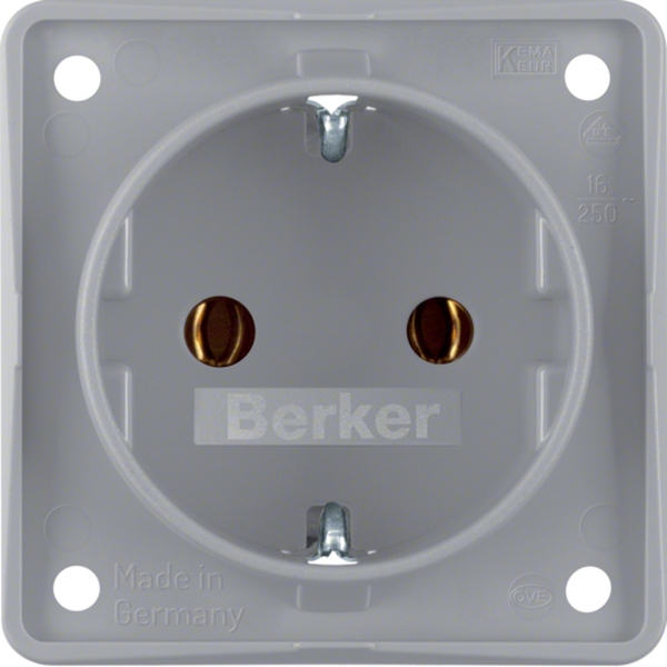 Berker 947782506 Schuko-Steckdose mit Steckklemmen Integro Modul-Einsätze grau matt
