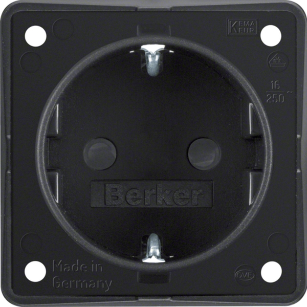 Berker 947792503 Schuko-Steckdose erhöhter Berührungsschutz Steckklemmen Integro Modul-Einsätze schwarz matt