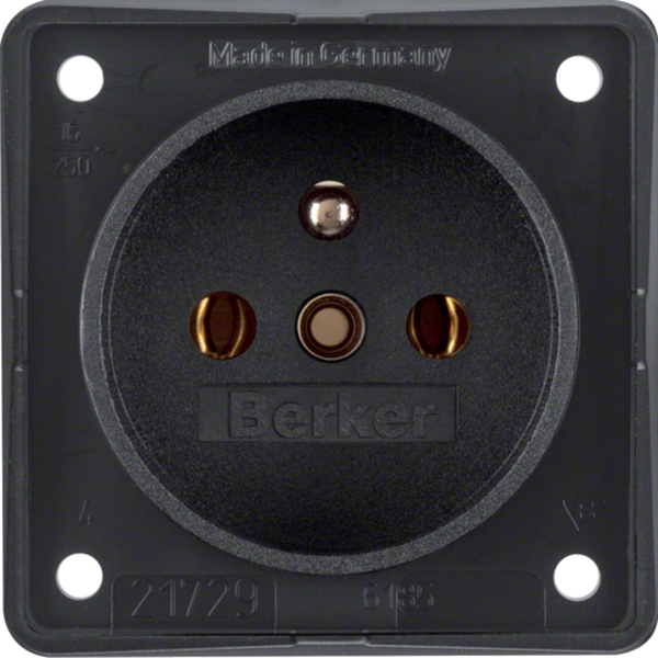Berker 9618505 Steckdose mit Schutzkontaktstift Schraubklemmen Integro Modul-Einsätze schwarz matt