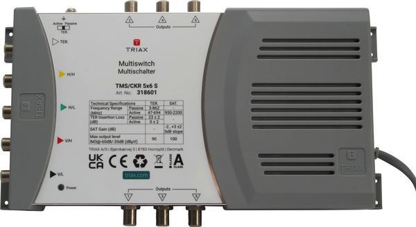 Triax TMS/CKR 5x6 S Multischalter 4x SAT 1x terrestrisch 6 Teilnehmer 318601