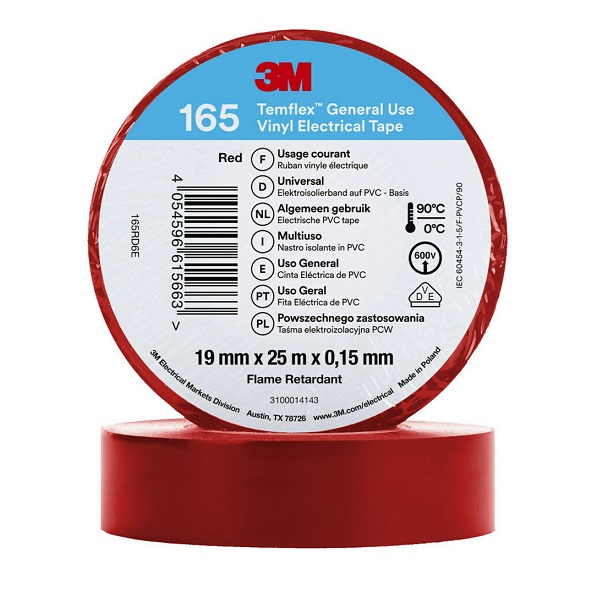 3M Temflex 165 Isolierband rot 19mm x 25 Meter