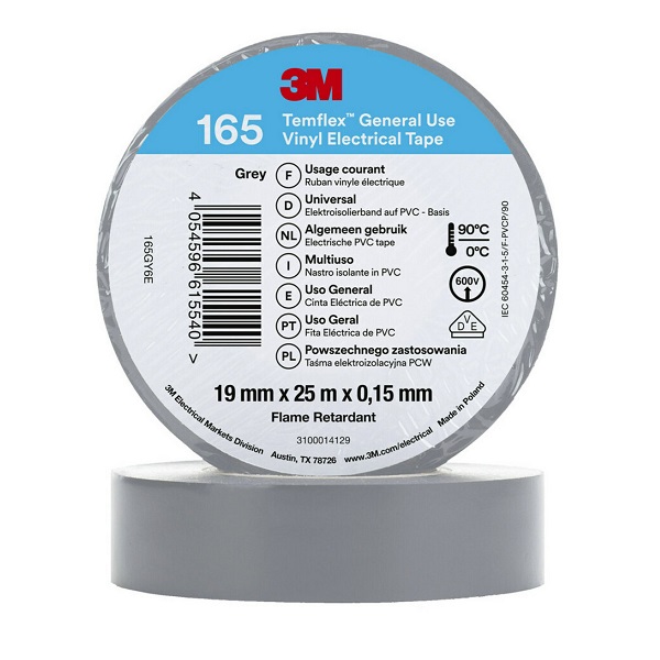 3M Temflex 165 Isolierband grau 19mm x 25 Meter