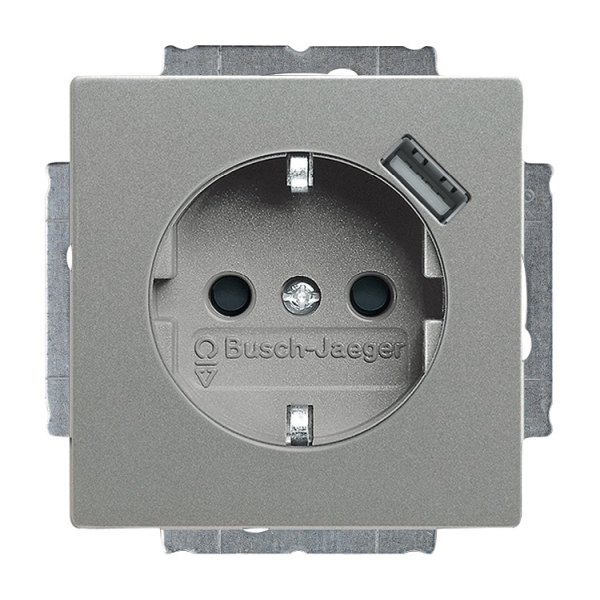 Busch-Jaeger 20 EUCBUSB-803 Schuko USB-Steckdose mit erhöhtem Berührungsschutz graumetallic 2CKA002011A6162