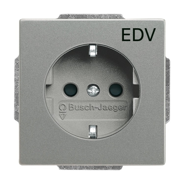 Busch-Jaeger 20 EUCKS/DV-803 Schuko-Steckdose mit Aufdruck 'EDV' graumetallic 2CKA002013A5462