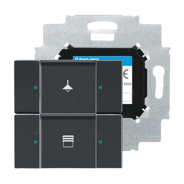 Busch-Jaeger 6126/01-885 Bedienelement 2-fach mit beiliegendem Busankoppler schwarz matt 2CKA006116A0182