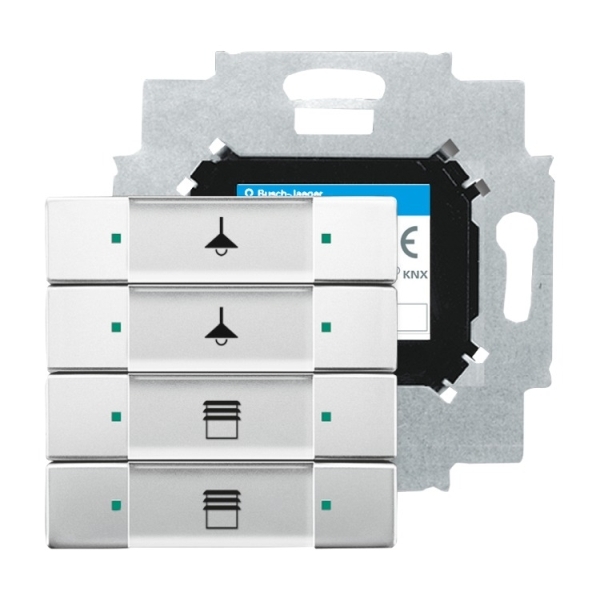 Busch-Jaeger 6127/01-866 Bedienelement 4-fach mit beiliegendem Busankoppler edelstahl 2CKA006117A0204