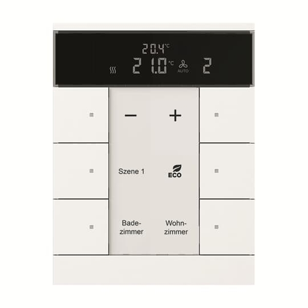 Busch-Jaeger SBS/U6.0.11-884 Raumtemperaturregler Nebenstelle mit Bedienfunktion 6-fach Busch-Tenton® studioweiß matt 2CKA006330A0033