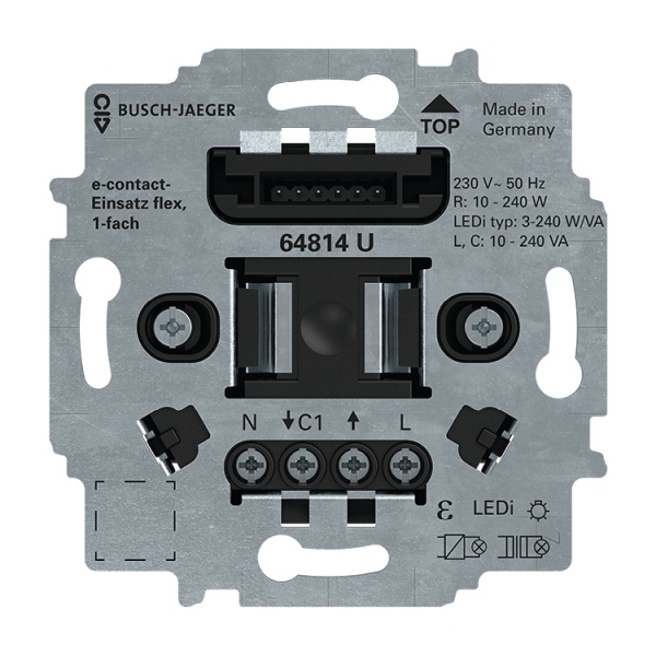 Busch-Jaeger 64814 U e-contact-Einsatz flex,Rahmen 1-fach 2CKA006800A3047