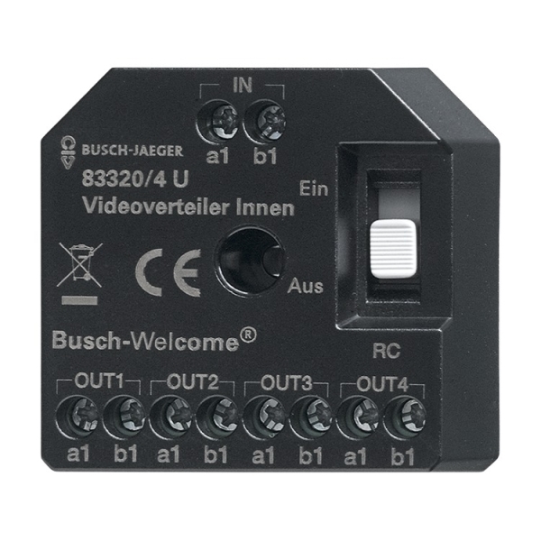 Busch-Jaeger 83320/4 U Aktiv Videoverteiler Innen UP 4-fach zur Montage in einer Unterputzdose 2CKA008300A0508