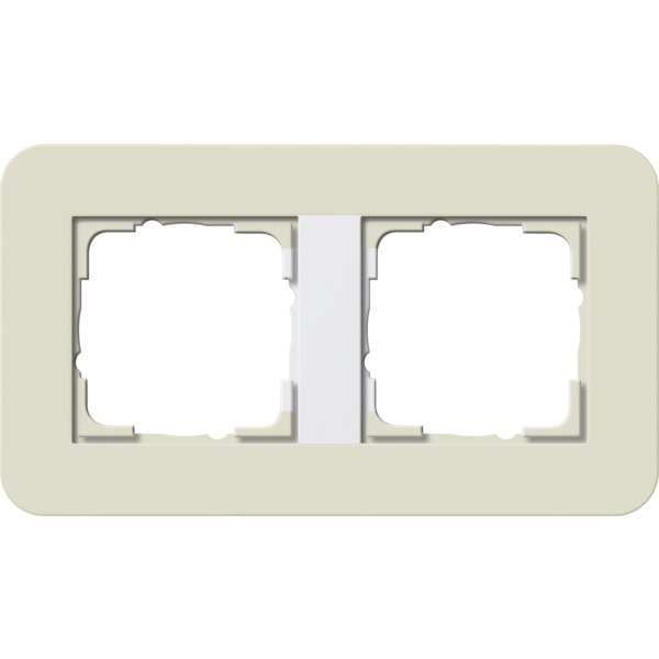 Gira 0212417 Rahmen E3 Sand Soft-Touch mit Trägerrahmen Reinweiß glänzend 2-fach