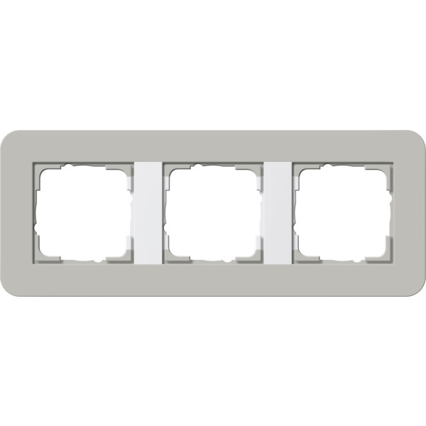 Gira 0213412 Rahmen E3 Grau Soft-Touch mit Trägerrahmen Reinweiß glänzend 3-fach