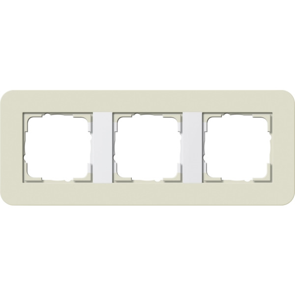 Gira 0213417 Rahmen E3 Sand Soft-Touch mit Trägerrahmen Reinweiß glänzend 3-fach