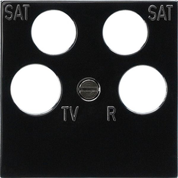 Gira 025910 Zentralplatte 4-fach (50x50mm) für Koaxial-Antennendose mit 2 zusätzlichen SAT-Anschlüssen Schwarz