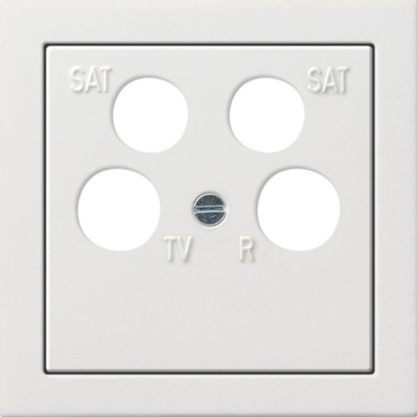 Gira 0259112 Zentralplatte 4-fach (50x50mm) für Koaxial-Antennendose mit 2 zusätzlichen SAT-Anschlüssen Reinweiß glänzend