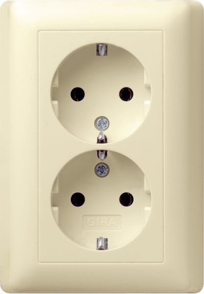 Gira 078001 2f-SCHUKO-Steckd. Vollpl. Standard 55 Cremeweiß