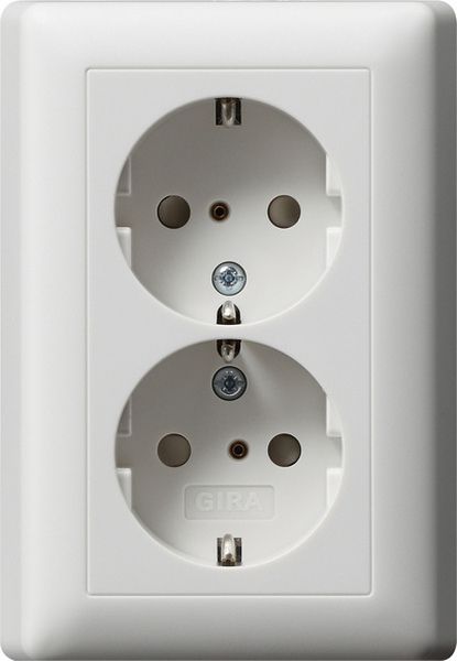 Gira 078327 2f-SCHUKO-Steckd. SP + Vollpl. System 55 Reinweiß m