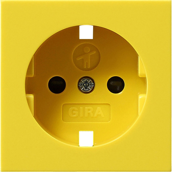 Gira 0921106 Abdeckung für Schuko-Steckdose 16A 250V mit erhöhten Berührungsschutz (Shutter) mit gelber Abdeckung für Sonderstromversorgung Gelb glänzend