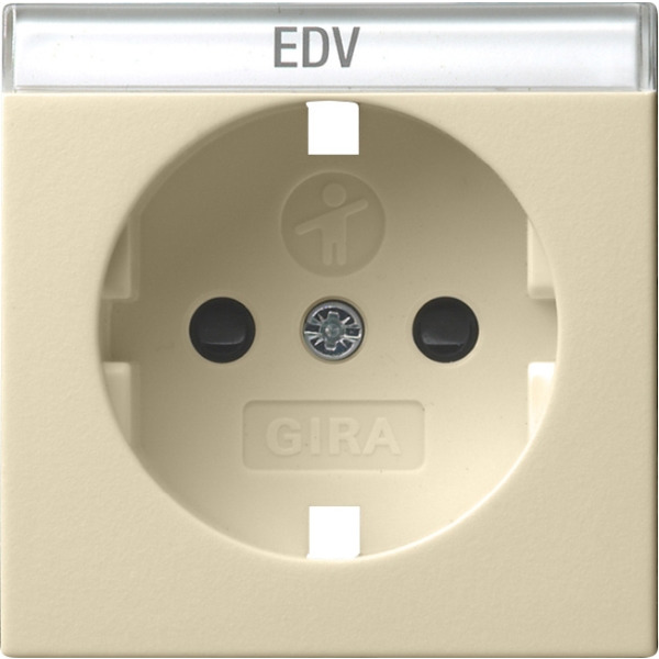 Gira 092301 Abdeckung für Schuko-Steckdose 16A 250V mit Beschriftungsfeld und erhöhten Berührungsschutz (Shutter) System 55 Cremeweiß glänzend
