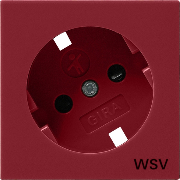 Gira 0926108 Abdeckung für Schuko-Steckdose 30° 16A 250V mit erhöhten Berührungsschutz (Shutter) und Symbol Rot glänzend