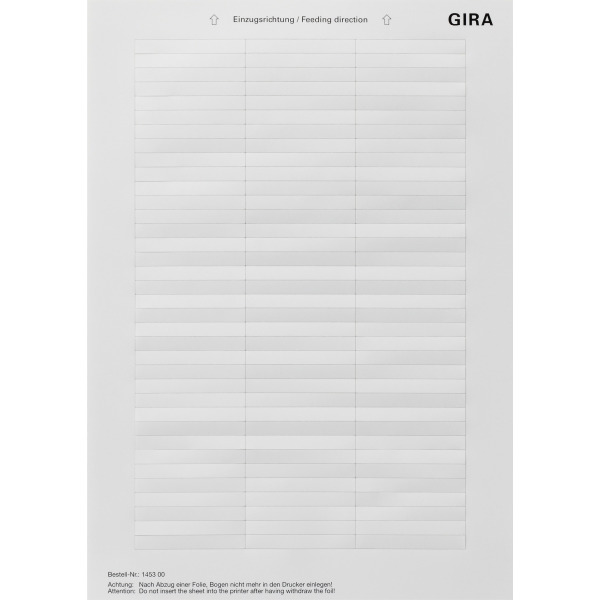 Gira 145300 Beschriftungsbögen 54,5x7mm 108 Schriftfelder