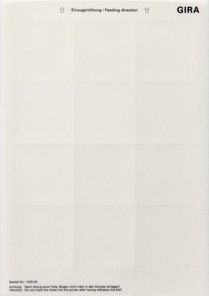 Gira 145800 Beschriftungsbögen 62 x 62 mm Zubehör