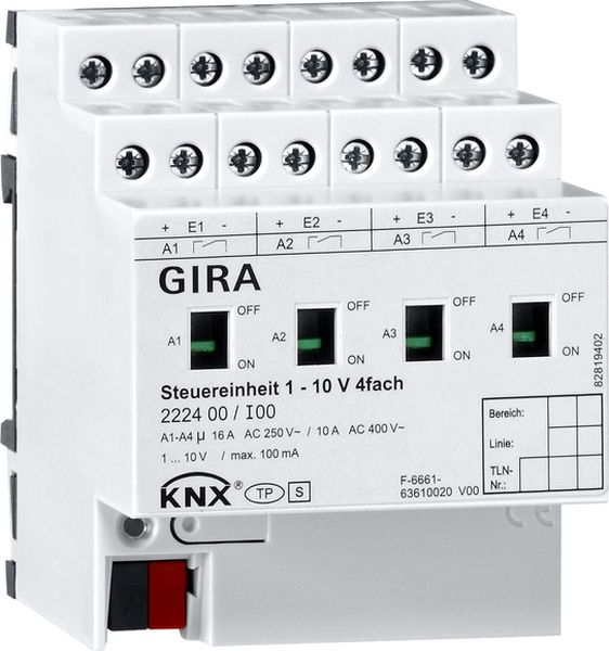 Gira 222400 Steuereinheit 1 - 10V 4-fach mit Handbetätigung für KNX