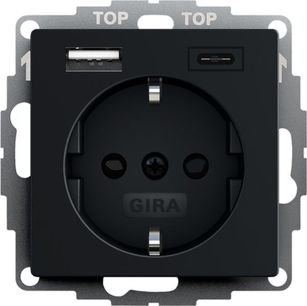 Gira 2459005 SCHUKO SP USB-Spannungsvers. 2f Typ A/C System 55 Schwarz m