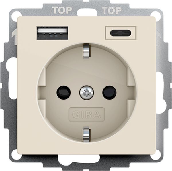 Gira 245901 SCHUKO SP USB-Spannungsvers. 2f Typ A/C System 55 Cremeweiß