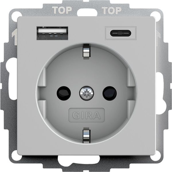 Gira 2459015 SCHUKO SP USB-Spannungsvers. 2f Typ A/C System 55 Grau m
