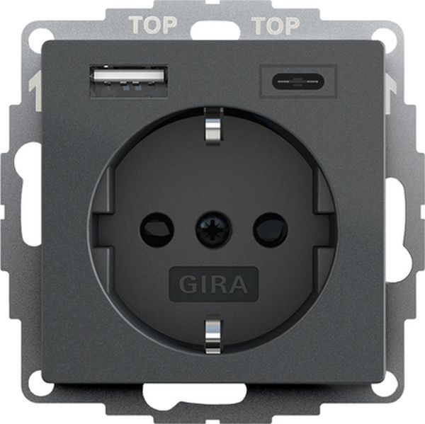 Gira 245928 SCHUKO SP USB-Spannungsvers. 2f Typ A/C System 55 Anthrazit