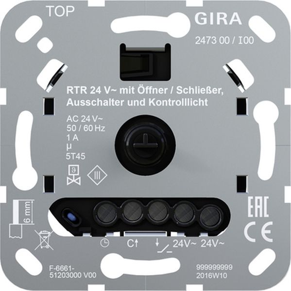 Gira 247300 Einsatz Raumtemperaturregler 24V mit Öffner bzw. Schließer Ausschalter und Kontrolllicht