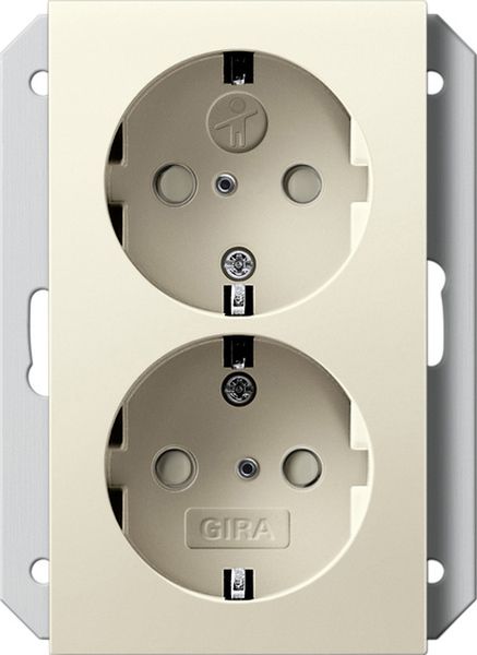 Gira 273101 2f-SCHUKO-Steckd. SP f. UP-Dose 1f System 55 Cremeweiß