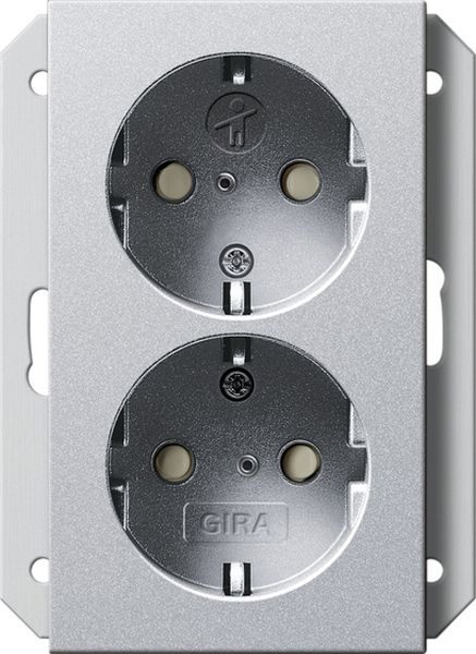 Gira 273126 2f-SCHUKO-Steckd. SP f. UP-Dose 1f System 55 F Alu