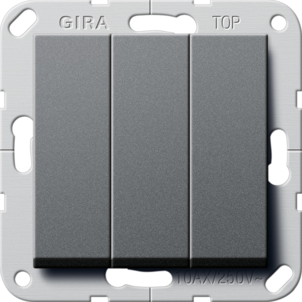Gira 283228 Wippschalter 3-fach 10AX 250V mit Wippen Universal-Aus-Wechselschalter Anthrazit