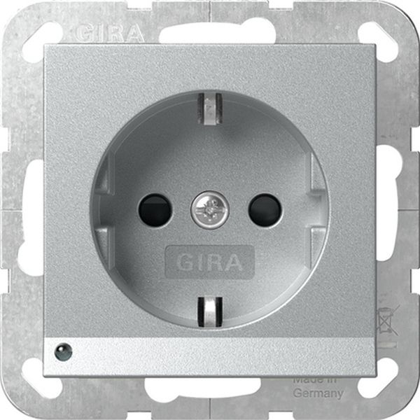 Gira 417026 Schuko-Steckdose 16A 250V mit LED-Orientierungsleuchte und erhöhten Berührungsschutz (Shutter) System 55 Farbe Alu