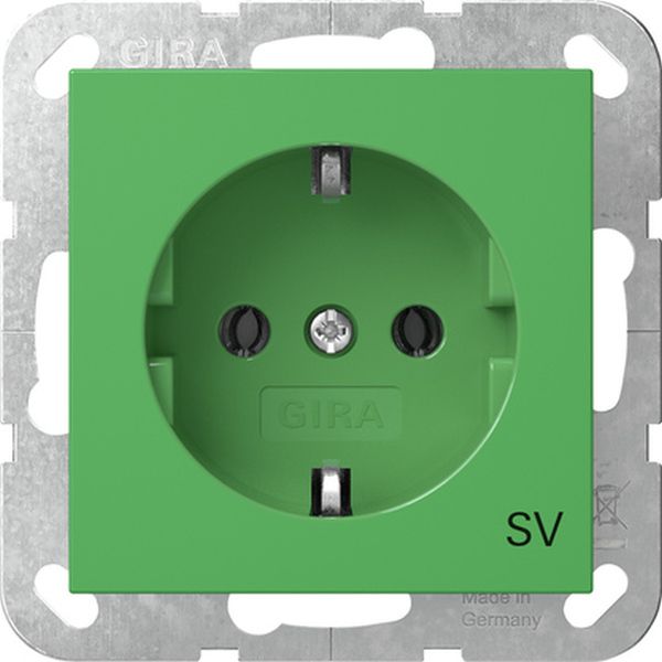 Gira 4188107 Schuko-Steckdose 16A 250V mit grüner Abdeckung und Aufdruck 'SV' (Sicherheitsversorgung) Grün glänzend