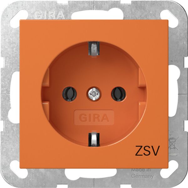 Gira 4188109 Schuko-Steckdose 16A 250V mit oranger Abdeckung und Aufdruck 'ZSV' (zusätzliche Sicherheitsversorgung) Orange glänzend