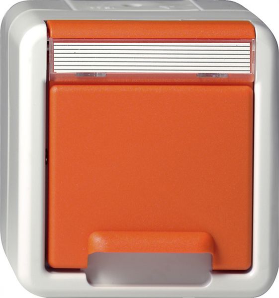 Gira 4440309 Schuko-Steckdose 16A 250V mit orangem Klappdeckel und Beschriftungsfeld Orange