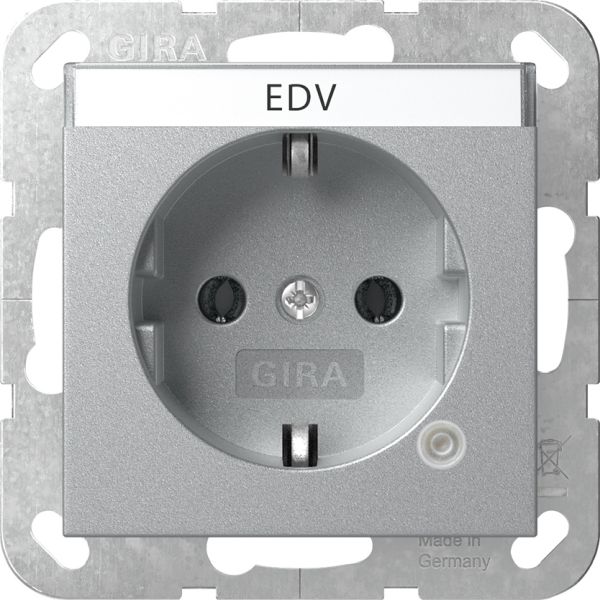Gira 445226 Schuko-Steckdose 16A 250V mit Kontrolllicht und Beschriftungsfeld System 55 Farbe Alu