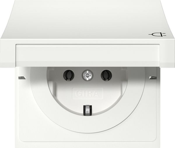 Gira 4454112 Schuko-Steckdose 16A 250V mit Klappdeckel Flächenschalter Reinweiß glänzend