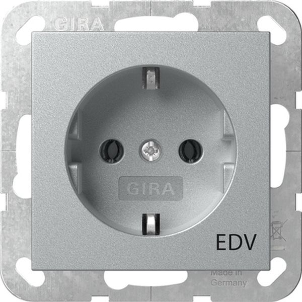 Gira 445826 Schuko-Steckdose 16A 250V mit Aufdruck 'EDV' System 55 Farbe Alu