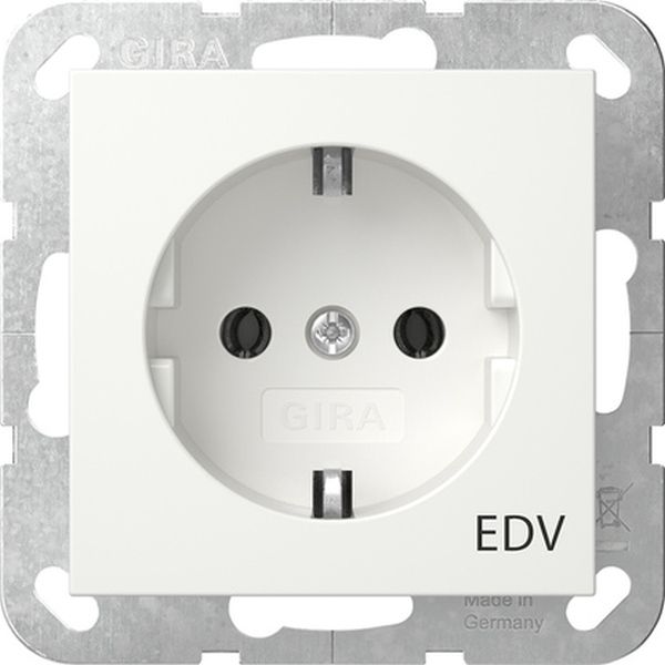Gira 445827 SCHUKO-Steckd. Aufdruck EDV System 55 Reinweiß m