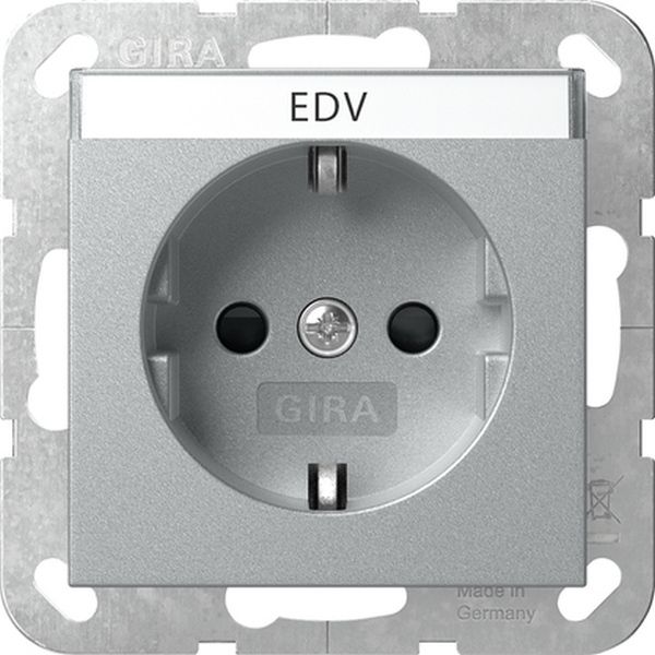 Gira 446226 Schuko-Steckdose 16A 250V mit Beschriftungsfeld und erhöhten Berührungsschutz (Shutter) System 55 Farbe Alu