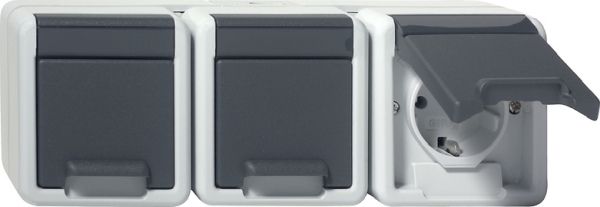 Gira 478930 3f-SCHUKO-Steckd. waager. KD WG AP Grau
