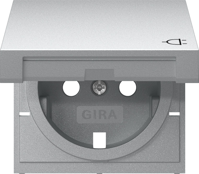 Gira 492226 Abdeckung für Schuko-Steckdose 16A 250V mit Klappdeckel System 55 Farbe Alu